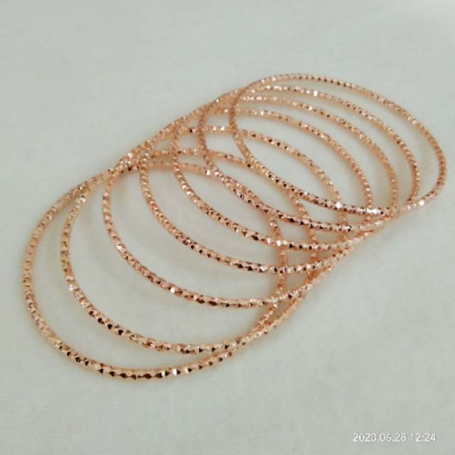 Gelang kroncong anak usia 0-2 tahun isi 7 pcs, xuping rose gold