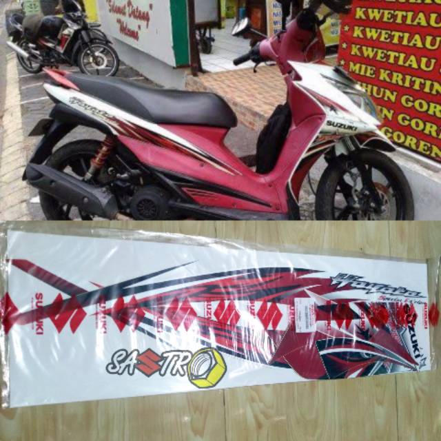 Striping sticker stiker suzuki hayate putih merah special edition ori sgp