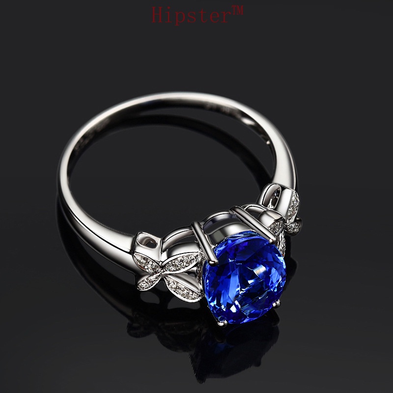 New Best-Selling Elegant Luxury Full Diamond Bow Sapphire Ring