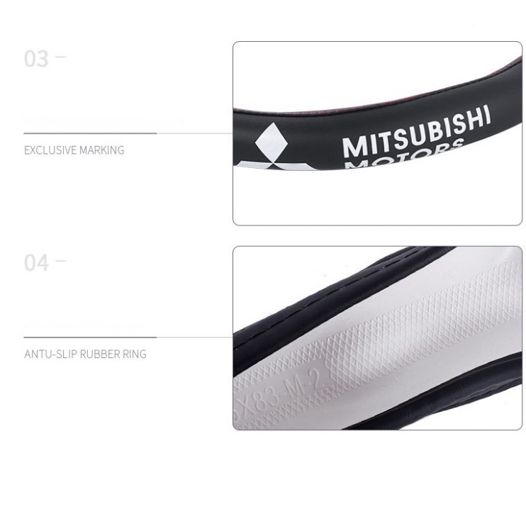 Cover Setir Mobil Mitsubishi Bahan Kulit breathable Anti slip Ukuran 38cm