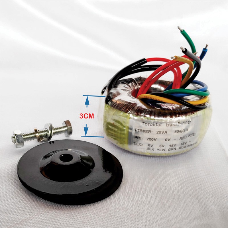 TRAFO TOROID 1A 0 18V TOROIDAL TRANSFORMER 20 WATT 0 5V 15V 18V 1200MA 1.2A NON CT