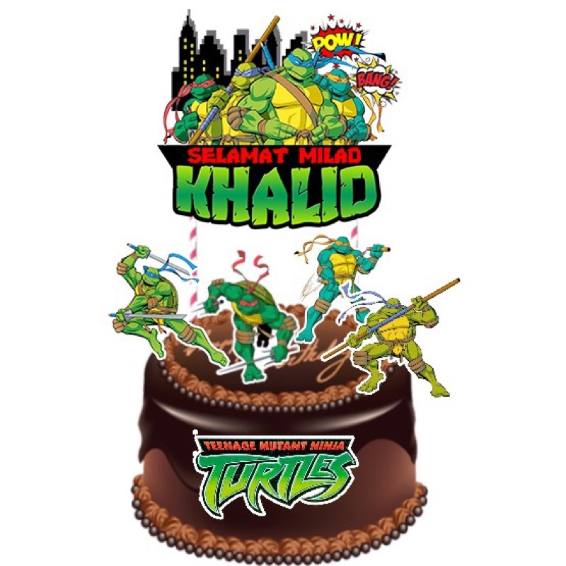 Ninja Turtle / Kura Kura Ninja Topper Cake Birthday / Hiasan Kue Ulang Tahun