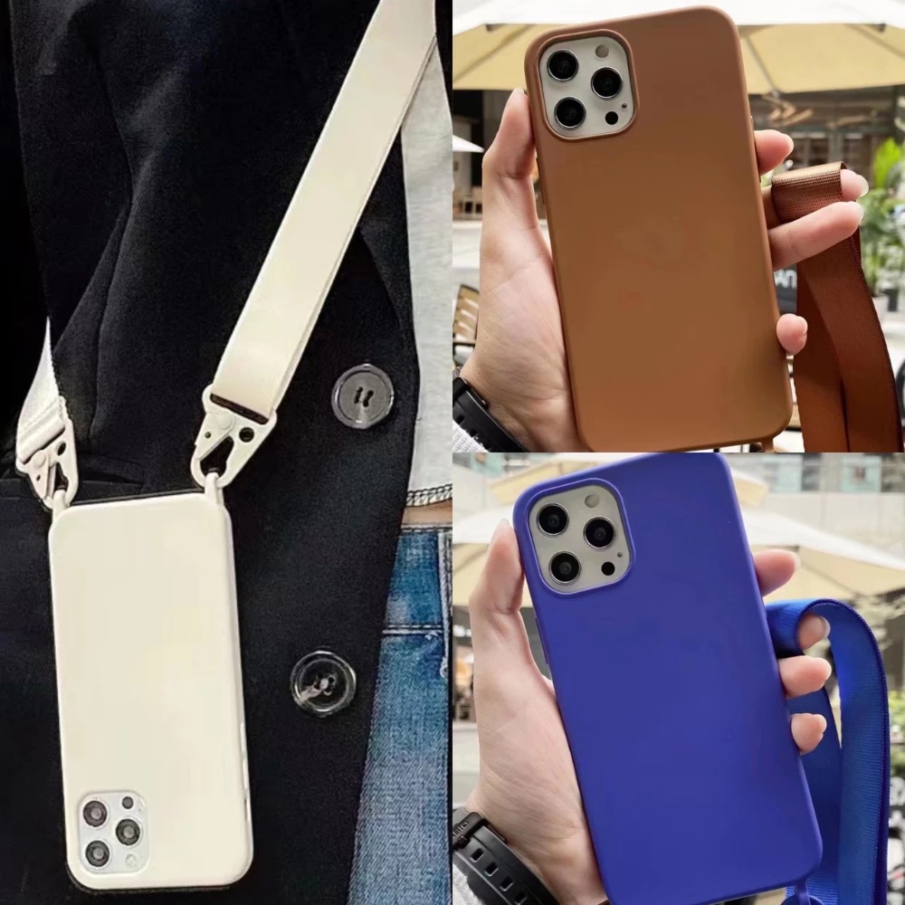 Soft Case Dengan Tali Lanyard Warna Permen Untuk Iphone 13 Pro Max 11 Pro Max 7 8 Plus Xr Xs Max