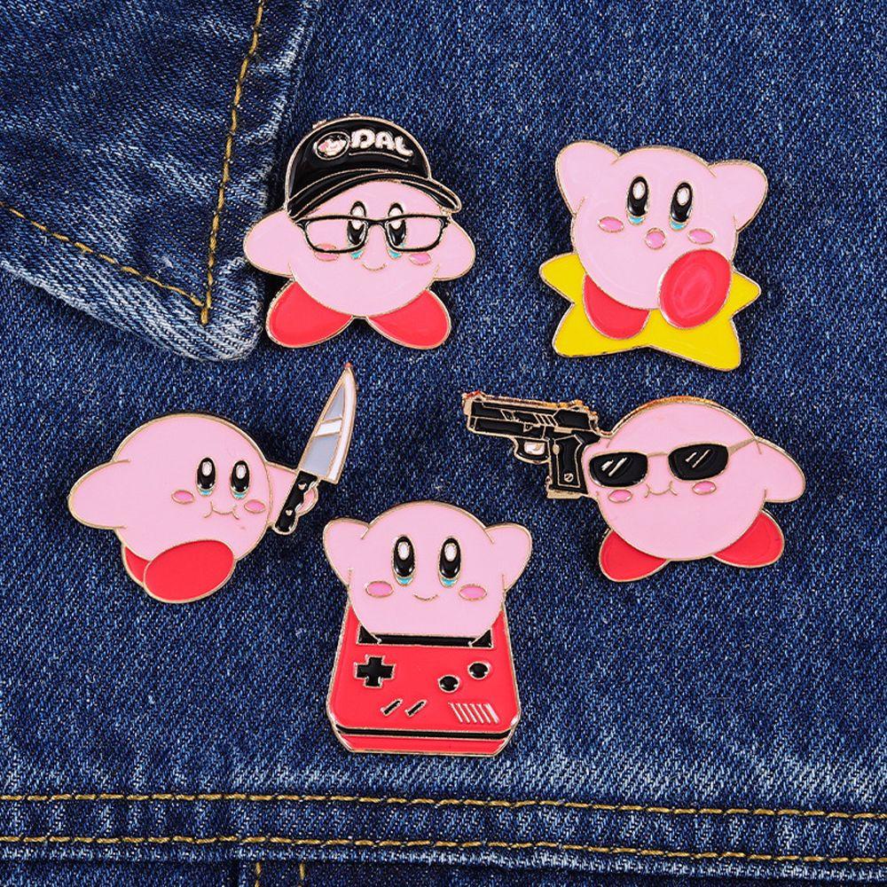 Mxbeauty Kirby Bros Ransel Perhiasan Logam Bros Lucu Kirby Dekorasi Lencana Lencana Pin Enamel Bros