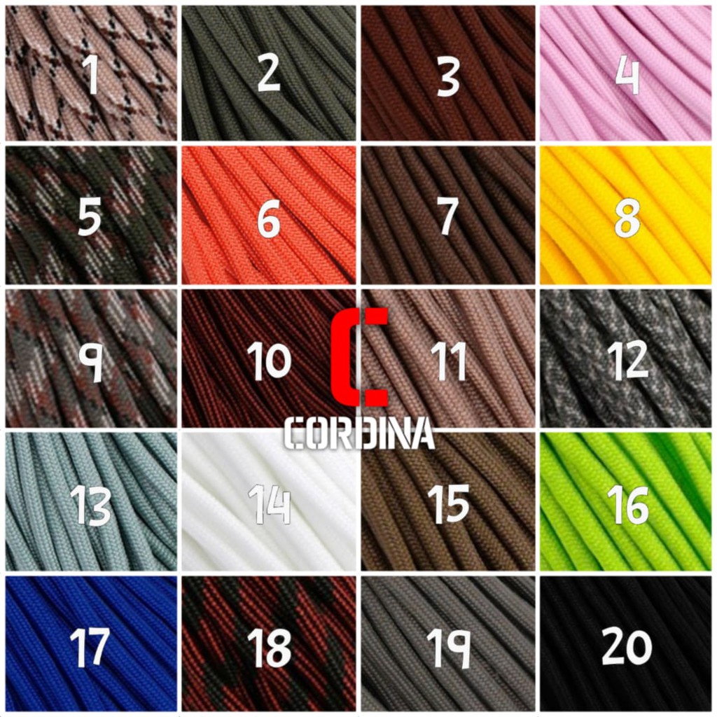 TALI PARACORD  4MM PERMETER BAHAN KERAJINAN GELANG NO 1-40