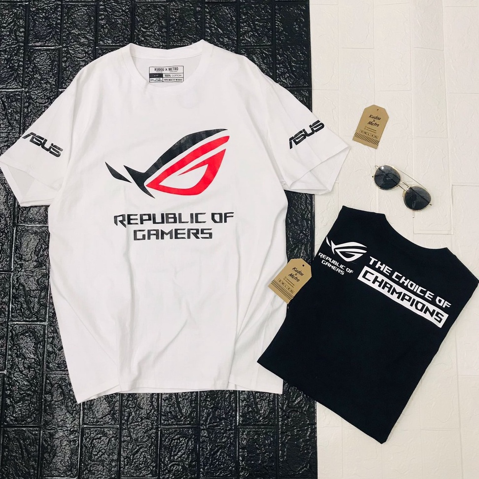 Kaos Asus ROG Republic Of Gamer White Tshirt Gamer