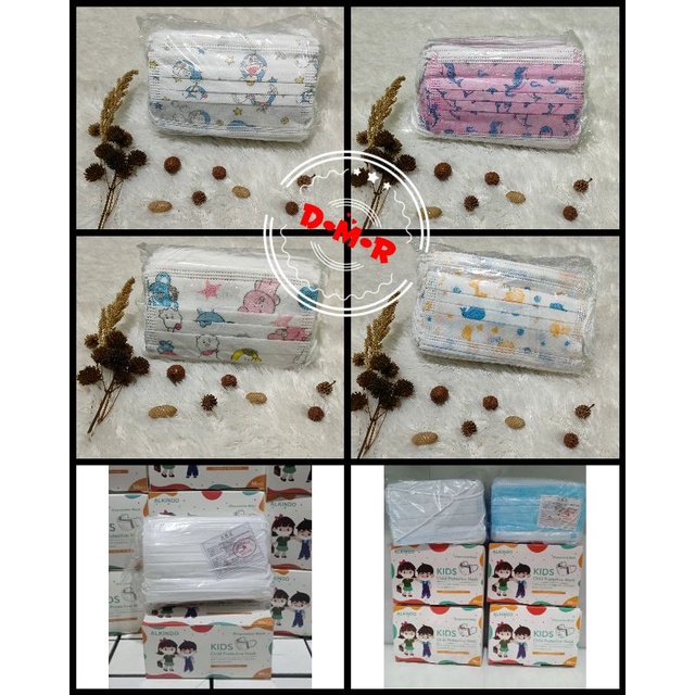 MASKER ANAK 3PLY ISI 50 MOTIF KUDA PONI LITLLE PONY, BTS BT21, DORAEMON, DINOSAURUS