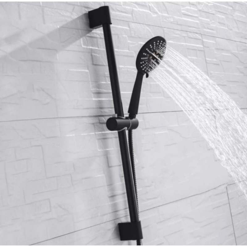 Shower set tiang stainless black/black-shower mandi-shower set