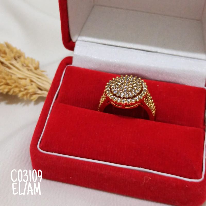 Cincin Fashion Zircon warna Gold Mewah C03109