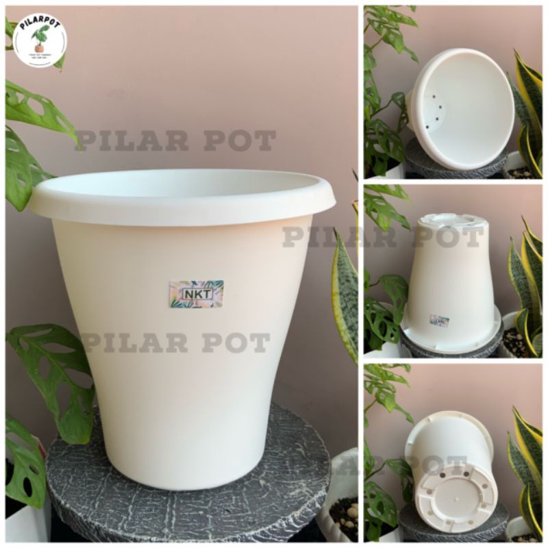 pot bunga tanaman tinggi nkt tower putih 30cm - NKT TOWER 30 PUTIH