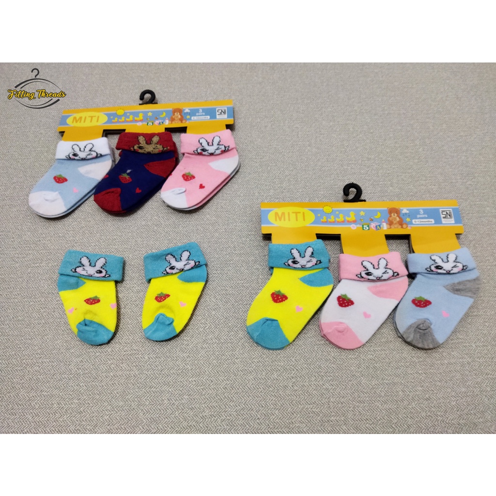 3 Pasang Kaos Kaki Bayi Cowok Cewek Stick Balik Newborn /  Kaos Kaki Bayi Laki Laki Dan Perempuan Lipat Stik Balik