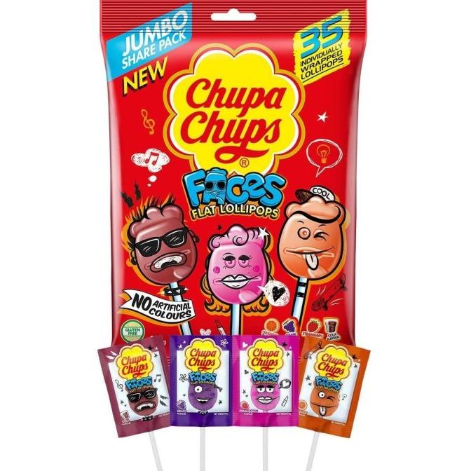 

CHUPA CHUPS Faces Flat Lollipops Jumbo Pack Isi 35 Pcs