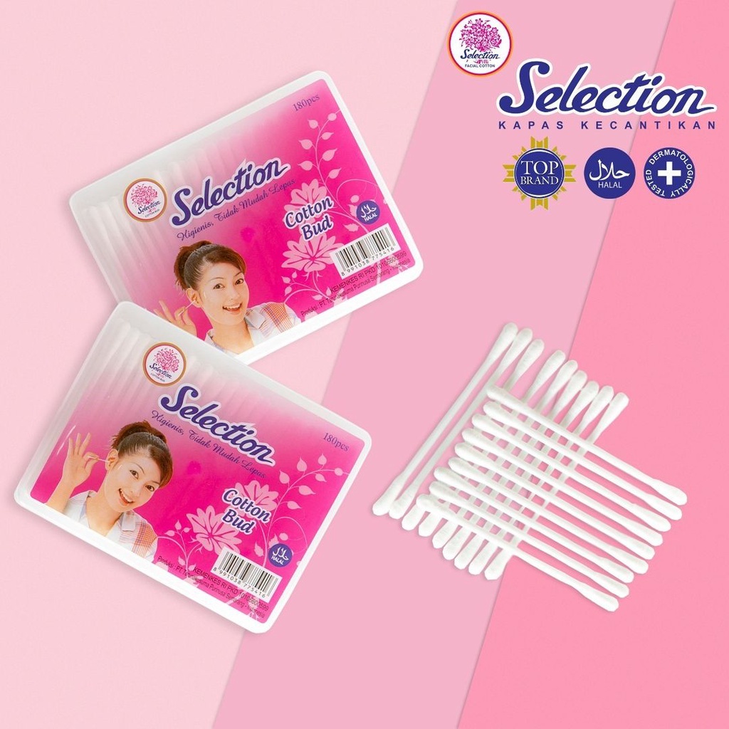 SELECTION Kapas Kecantikan Tebal, Tipis, Oval, Kotak / Cutton Bud / korek kuping Kosmetik