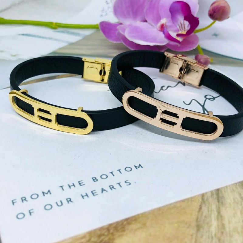 Fourfashion Gelang Tangan Titanium Wanita Motif Kulit H Premium SA01