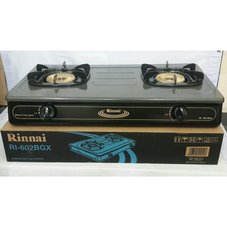 kompor gas RINNAI 2 tungku SNI RI 602E (W) , 602A , 602BGX , 602AG ORI