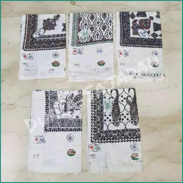 Sorban Kashmiri Print Motif Bordir White / Sorban Sablon Putih