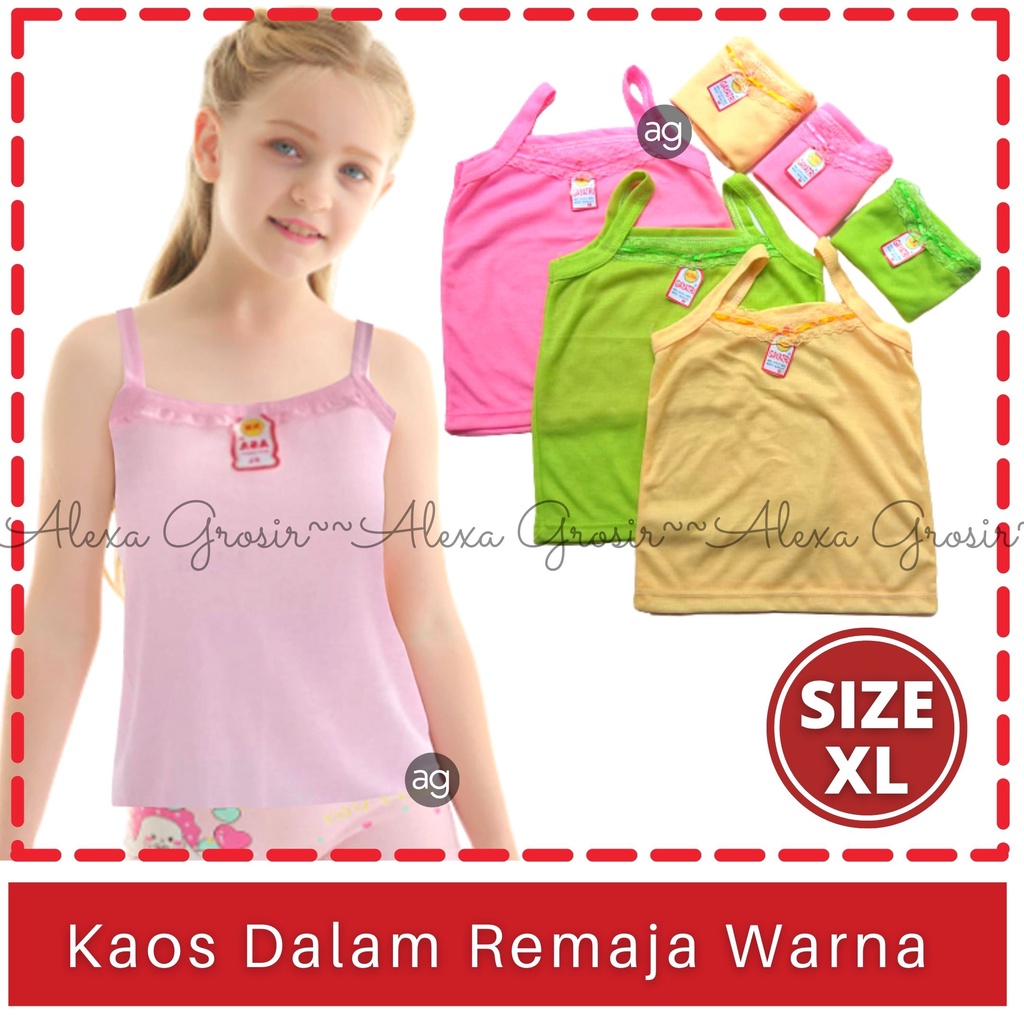 Kaos Dalam Perempuan Singlet RENDA WARNA  Size M L XL 3L  (SD/SMP) remaja - ALEXA GROSIR