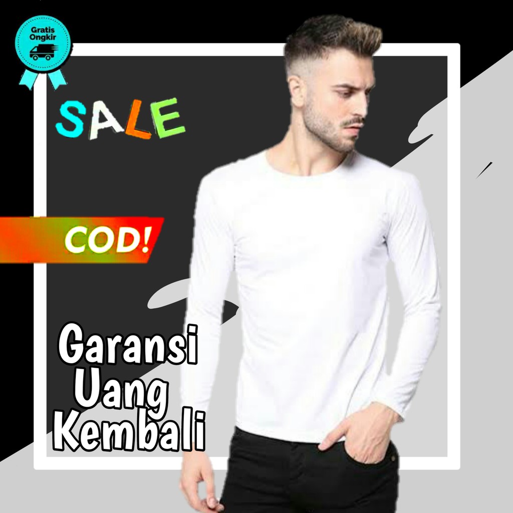 kaos putih pria baju kaos pria lengan panjang baju kaos lengan panjang pria bajupanjang pria KE109