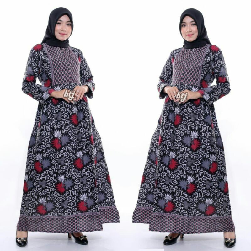 BATIK COUPLE KELUARGA sania ruffle ori ndoro jowi dnt motif Kembang Langit-Gamis Dewasa
