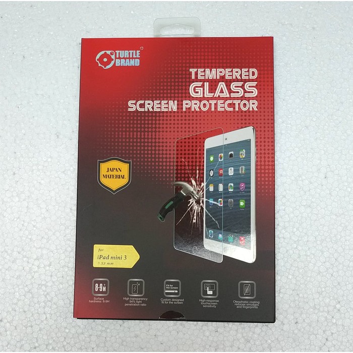 Unik Tempered Glass Ipad Mini 1/ 2/ 3 Oleophobic Coating 033 MM Turtlebrand Diskon
