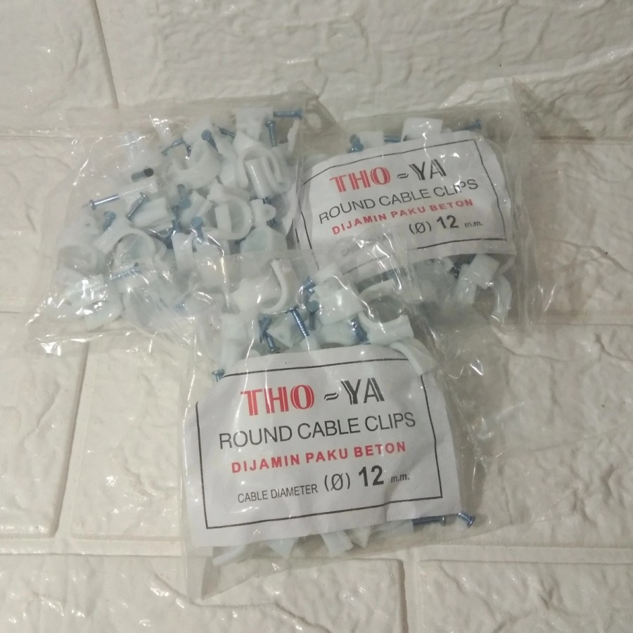 Klem Kabel 12 mm Plus Paku Beton Cable Clips 12 mm 1 Pack