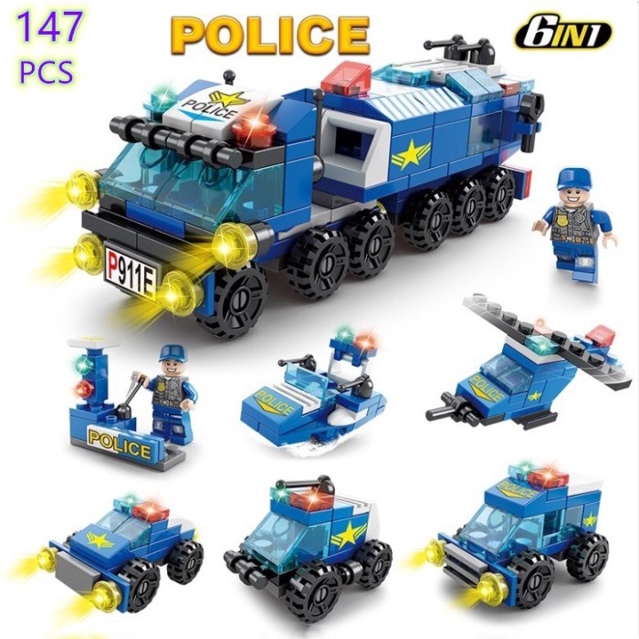 Hot sale   Mainan Balok Model Lego 6in1 Police/ Land Force/ Construction/ Fire B   Hanya di Toko
