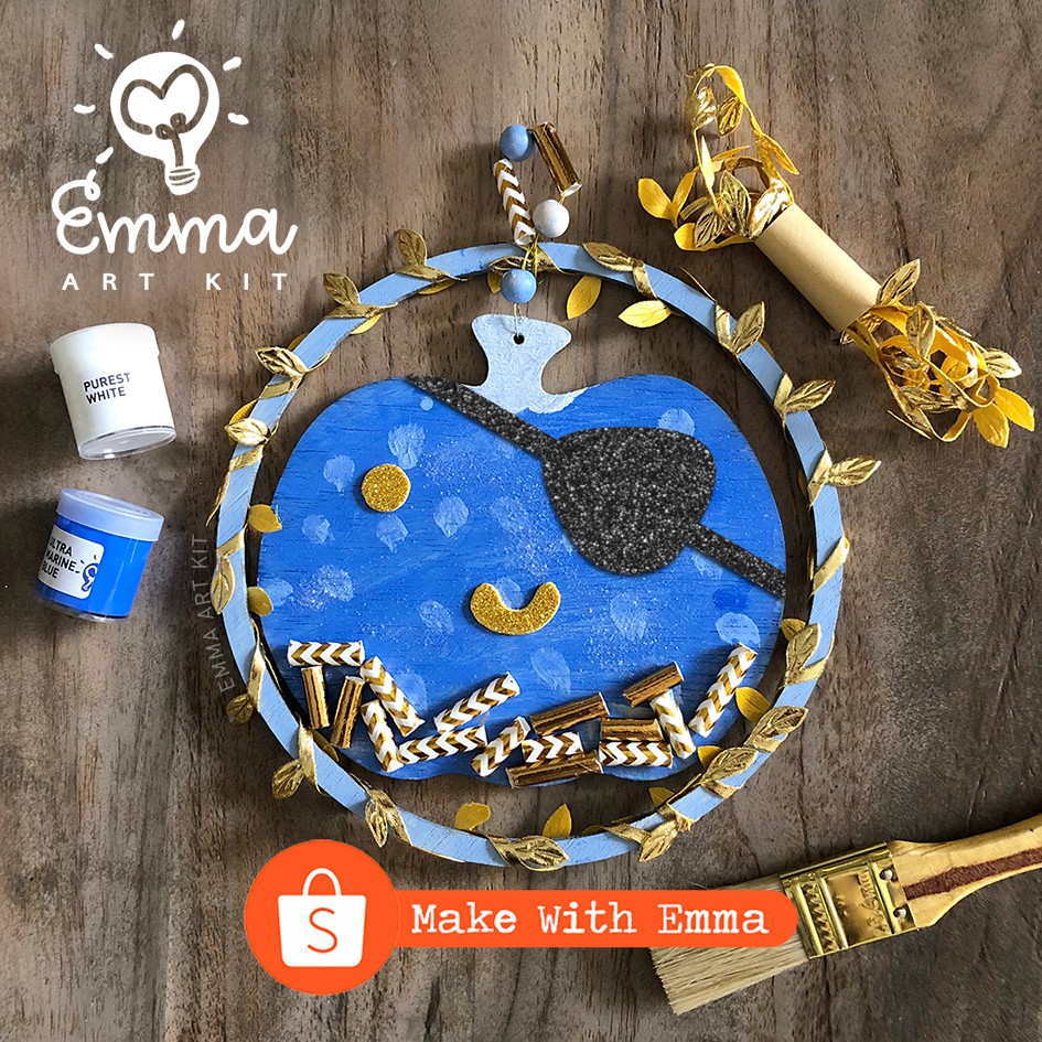 

Make With Emma Blue Pumpkin Art Kit. Craft Set w/ Paint & brush!