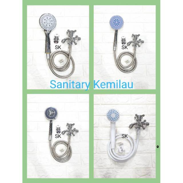 PAKET MURAH KOMPLIT ( BY 1 GET 1 ) BELI HAND SHOWER MANDI DAPAT KRAN CABANG DOUBLE 2 LOBANG