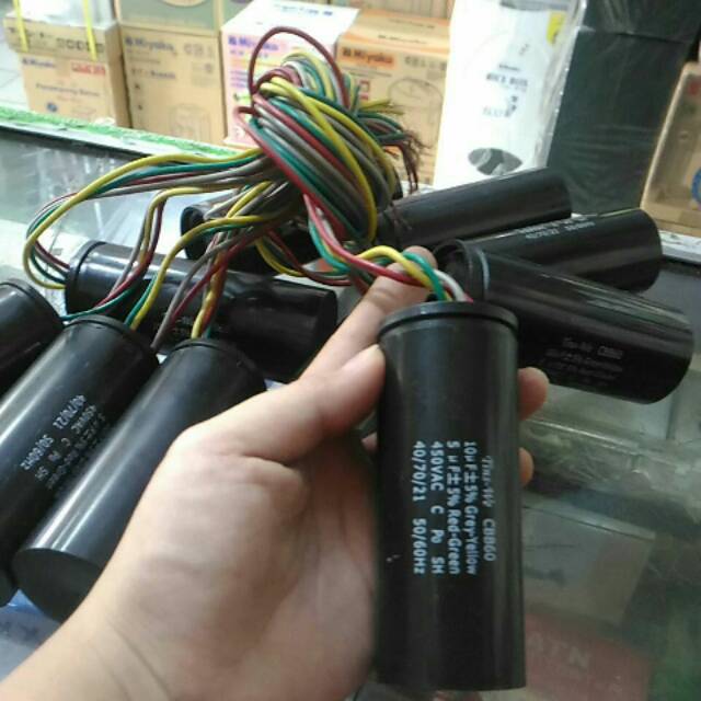Kapasitor mesin cuci 2 tabung multi 4uf+10uf 5uf+10uf 6uf+10uf 11uf+3uf 12uf+4uf 12uf+5uf 12uf+6uf