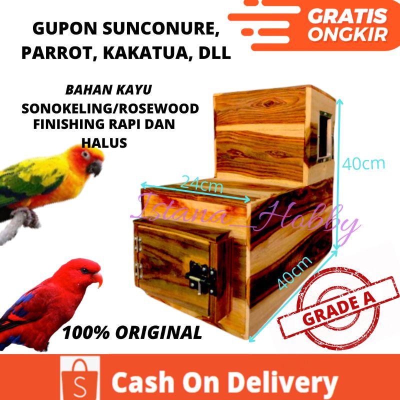 GLODOK KANDANG GLODOG BURUNG SUNCONURE, NURI, KAKATUA, MODEL L KOTAK
