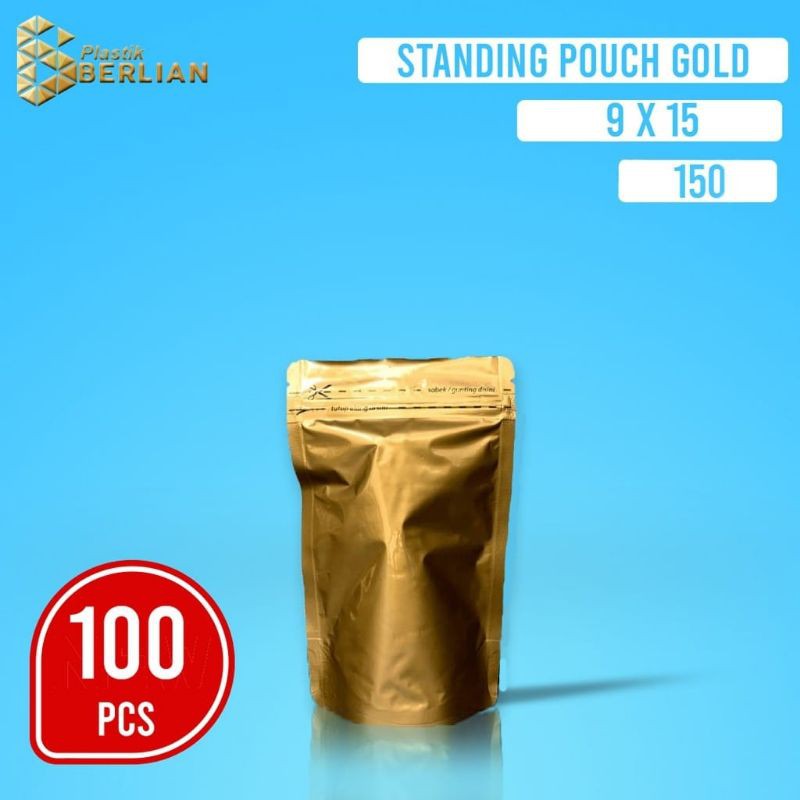 Plastik Standing Pouch Gold Alumunium 9 x 15