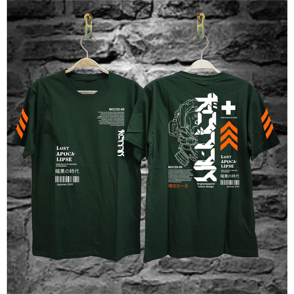 Kaos Tshirt Pria Terbaru Samurai Jepang Robot Warna Cream Distro Lengan Pendek Motif Sablon Bergambar Keren