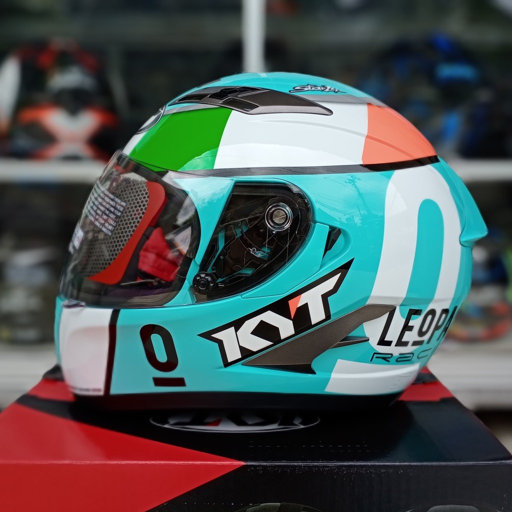 Helm KYT Vendetta 2 SE Locatelli Blueis Green Leopard Full Face Double Visor Original