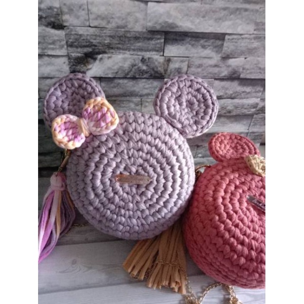 tas rajut mini mouse small size