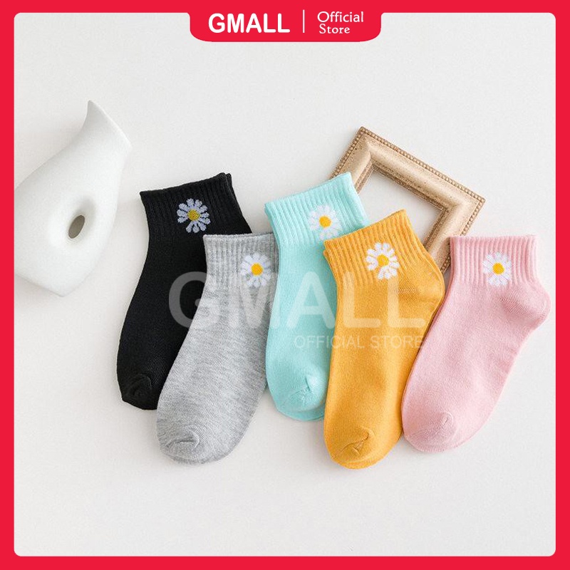 Kaos Kaki Pendek Wanita Semata Kaki Ankle Socks Import Motif Bunga Daisy GMALL KK0005