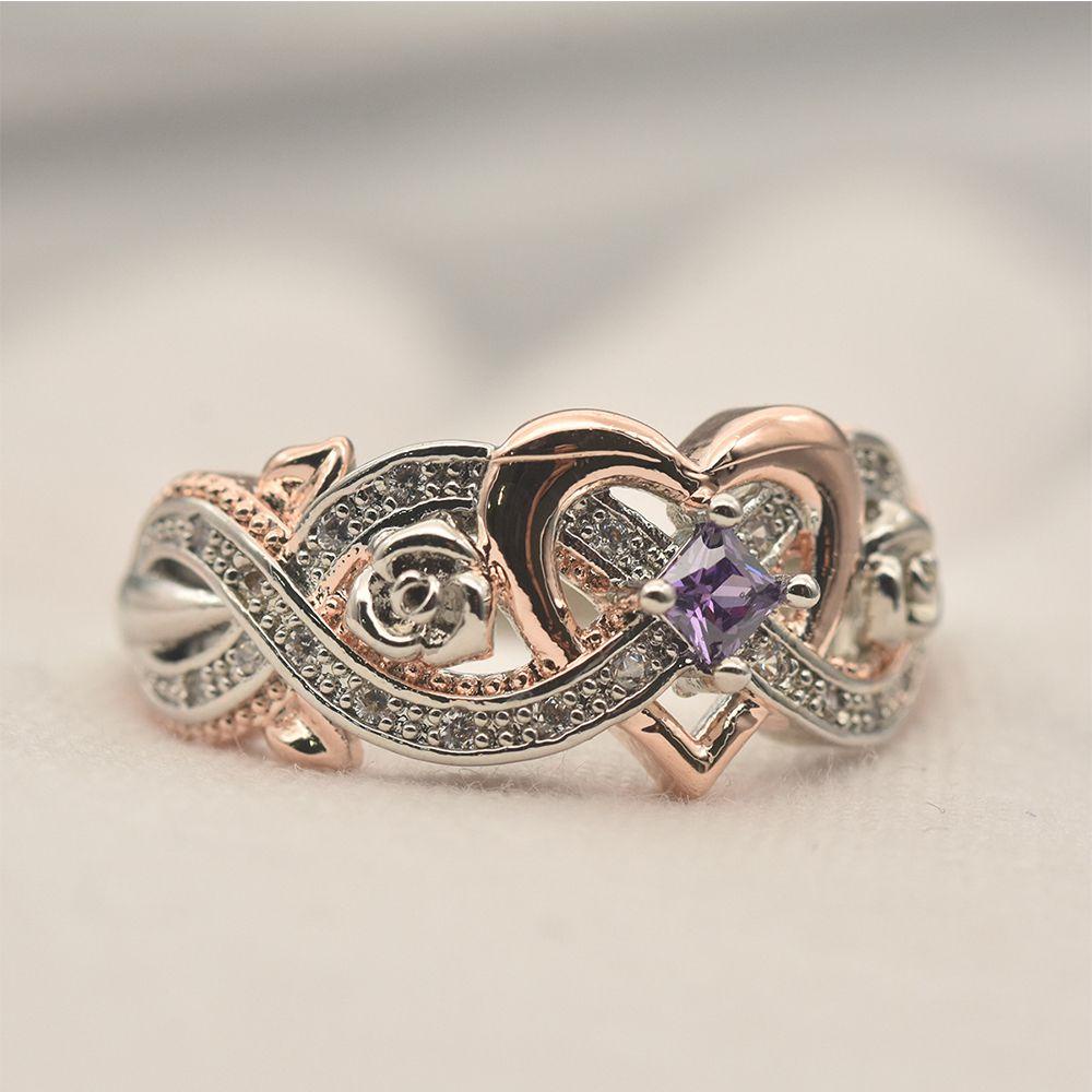 Lily Heart Ring Jewelry Cincin Cinta Desain Bunga Tunangan