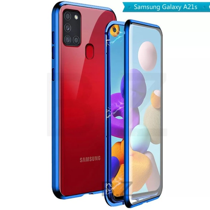 Samsung Galaxy A21S GalaxyA21s Double Side Glass Magnetic Case Cover Casing Depan Belakang
