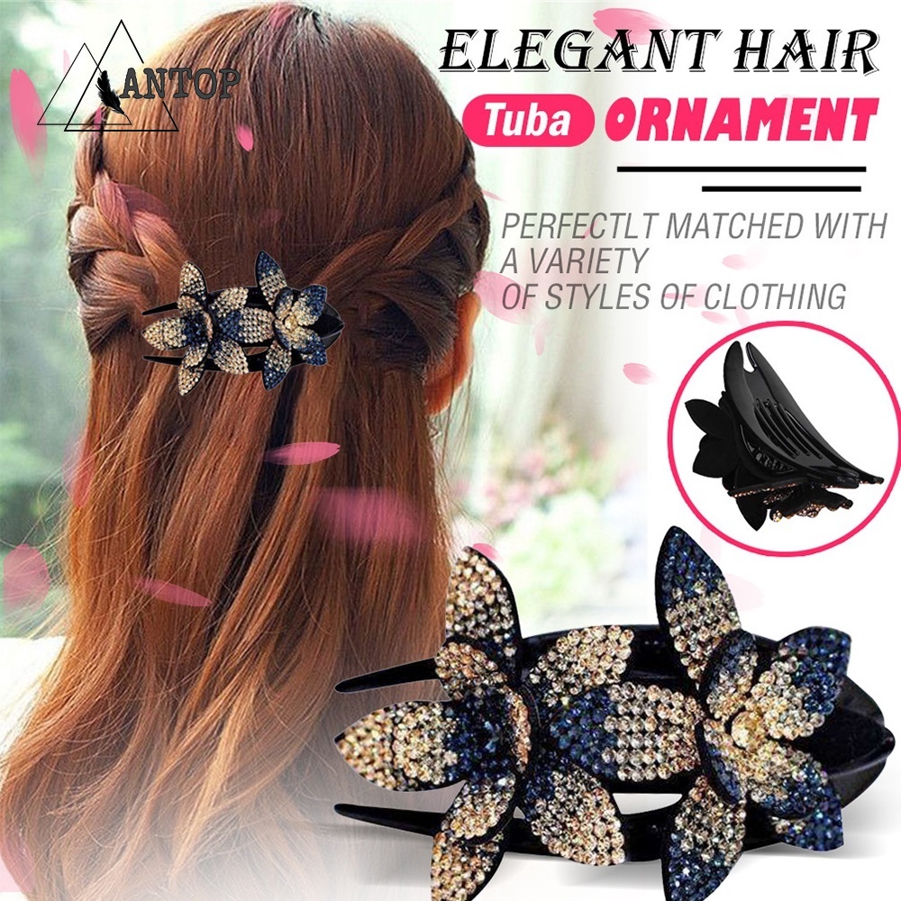 Fashion Klip Jepit /jepitan Rambut Berlian Imitasi Kristal Bunga Ganda Besar Crystal Hair Clip Aksesoris Rambut Pernikahan  ANTOP