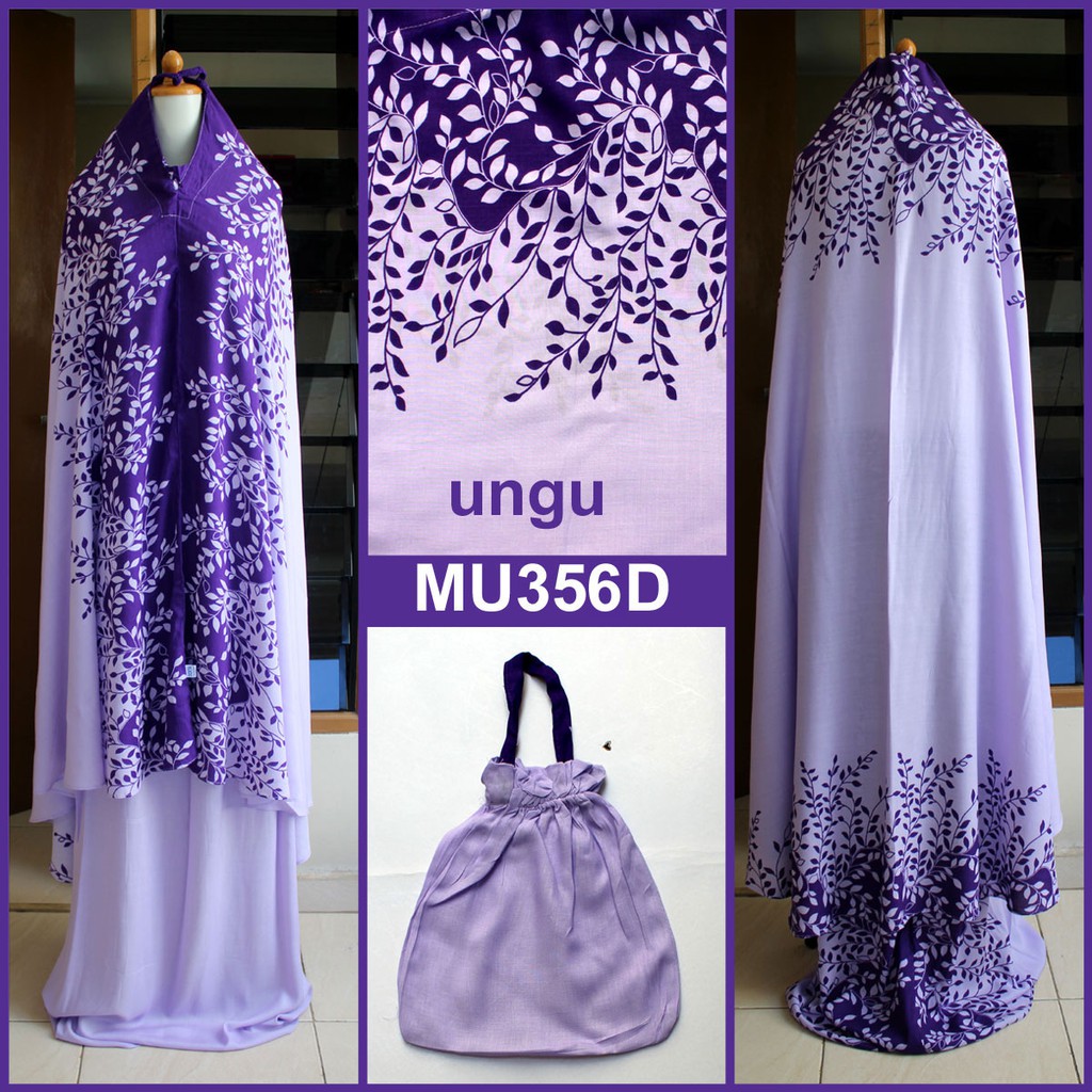 PROMO Mukena Bali Semi Jumbo Katun Rayon Daun Kecil - MU356D (Ungu)