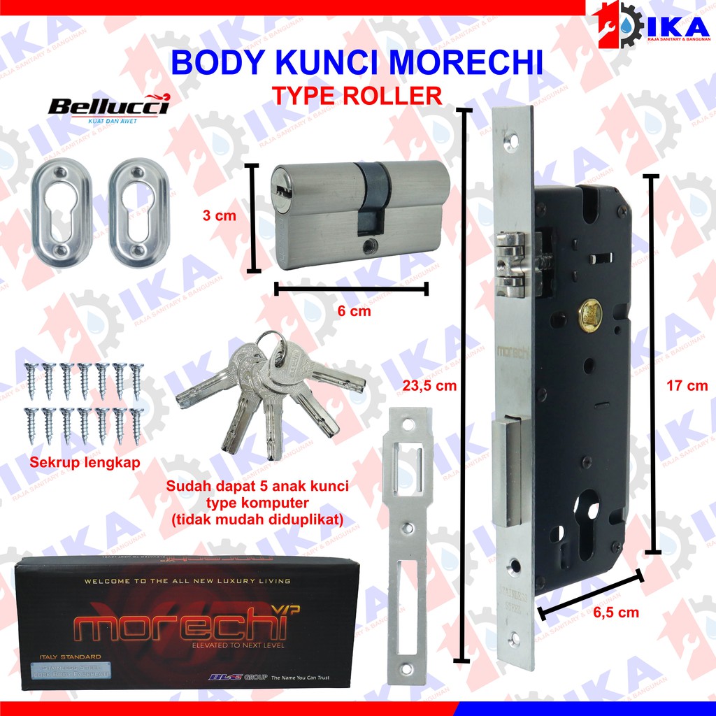 Body Morechi Roller NB + Cylinder | Kunci MORECHI | Body Pelor ( BY BELLUCCI GROUP ) pintu kupu tarung kipas dorong