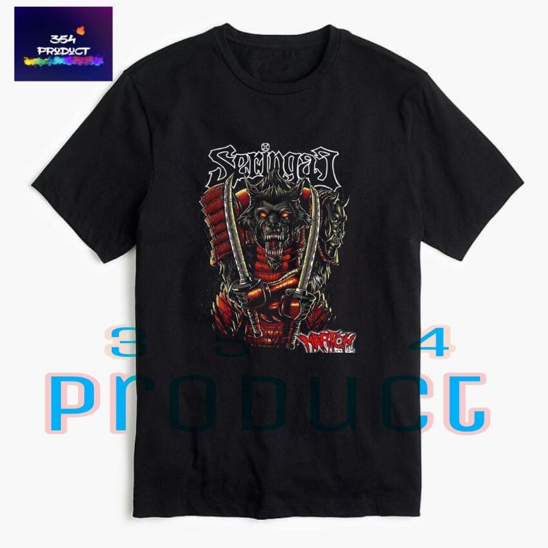 Kaos Baju SERINGAI - SAMURAI SERIGALA MILITIA - Tshirt Band Metal Rock Music | Hitam
