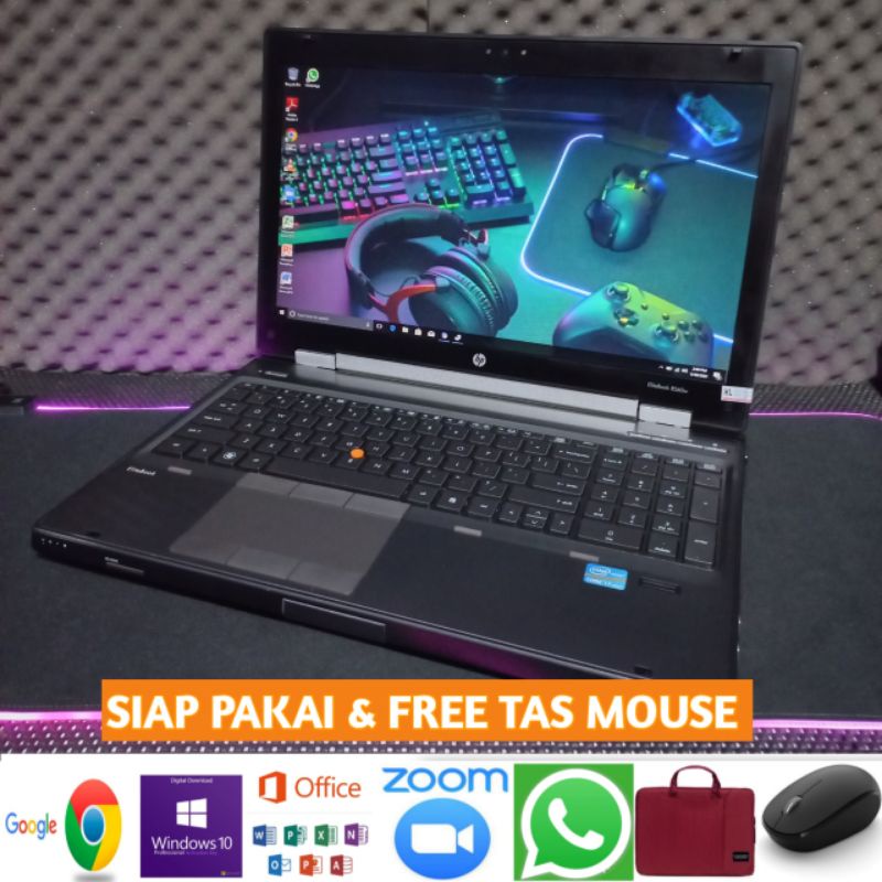 Laptop Hp 8560w Core i7 Gen 2 Ram 8GB HDD 500GB Nvidia Quadro 1000M @ 2.8GHz