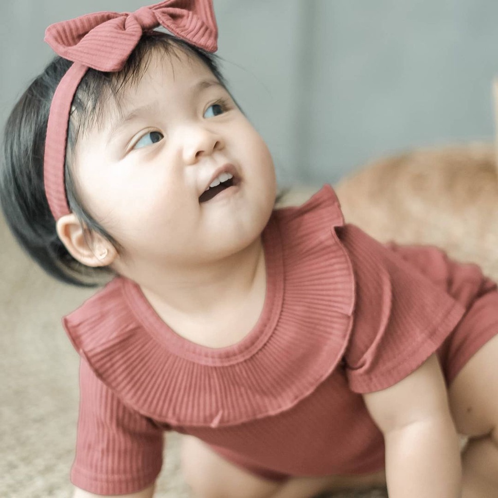 Royale Bebe Bianca Romper Set Headband Jumper Bayi Perempuan