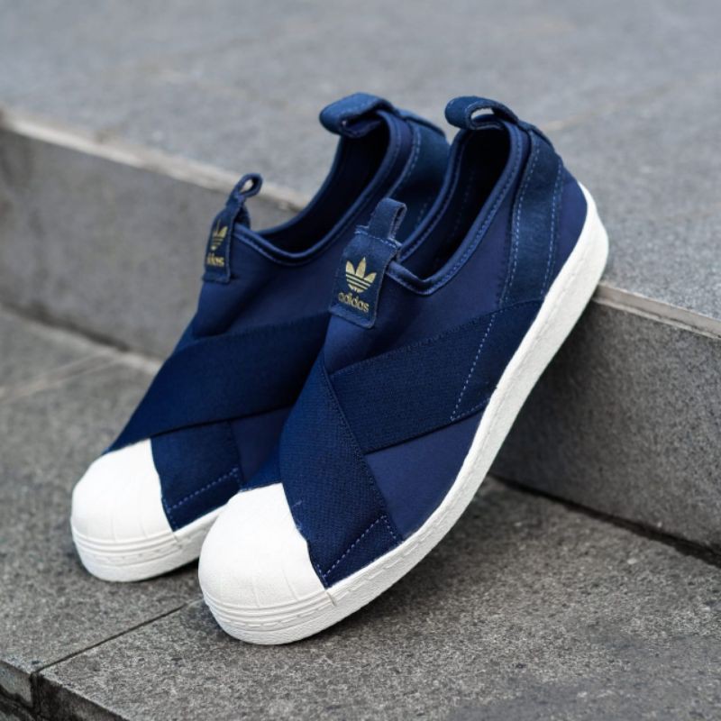 adidas superstar slip on navy
