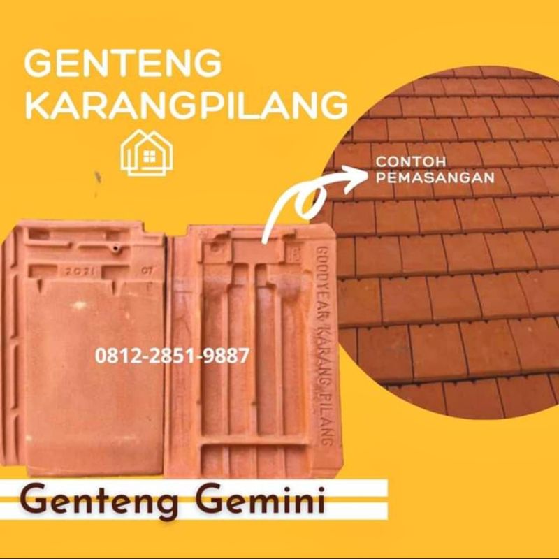 Genteng karangpilang Goodyear Tipe Grande Flat Besar Tanah Liat