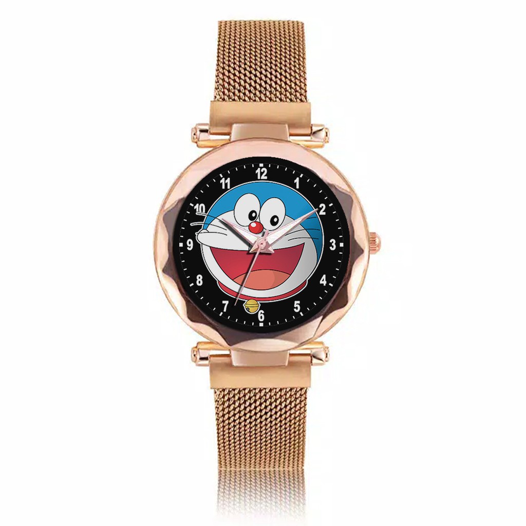 Jam Tangan Wanita Custom - DORAEMON MOTIF 6 Free Box &amp; Batre Cadangan