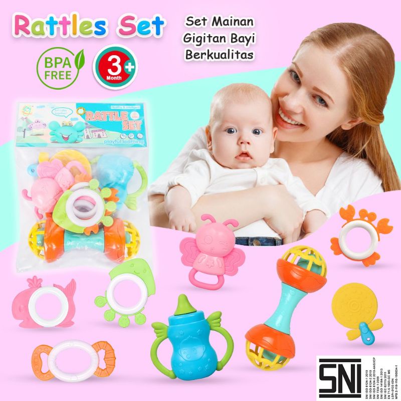 Hemat Mainan Bayi Teether Rattle Set Lucu Baby Play set