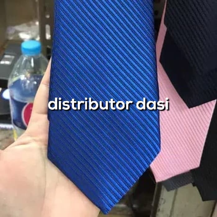 Dasi Pria Biru Elektrik Garis Salur 2 inch dan 3 inch polyester premium ready stok