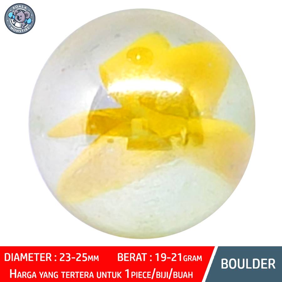 BOULDER Kelereng Gundu Yellow Rainbow Marble Balap Belimbing Kuning