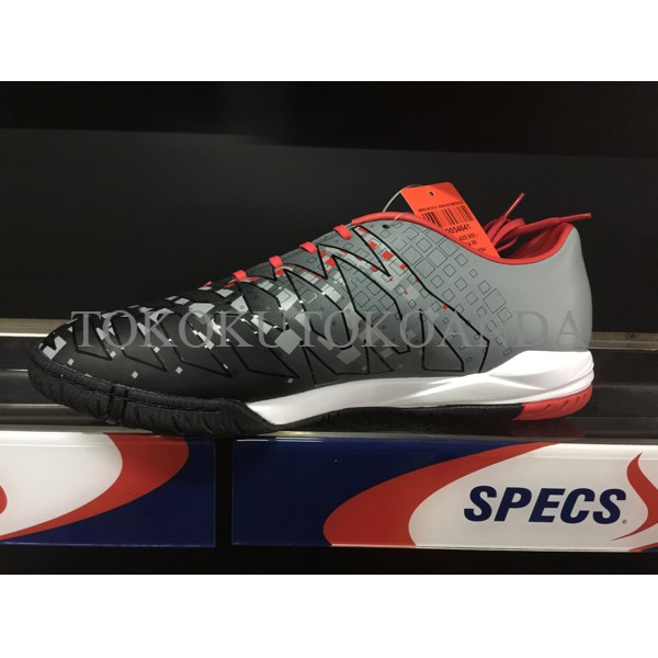 Sepatu futsal specs original swervo meteor brown grey/emperor red